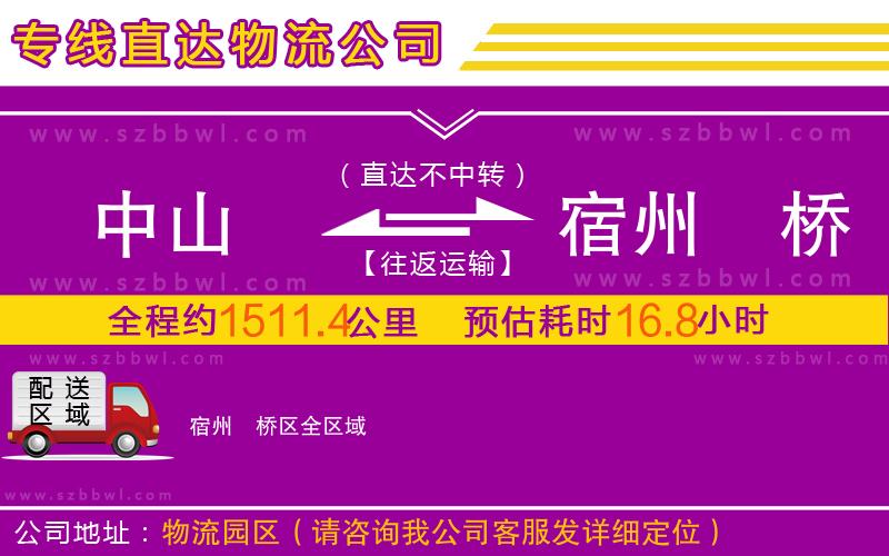 中山到宿州埇橋區(qū)物流公司