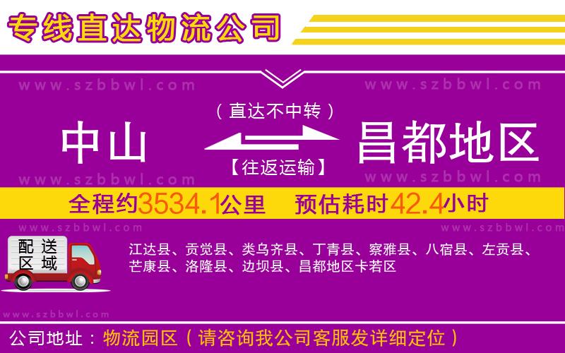 中山到昌都地區(qū)物流專線