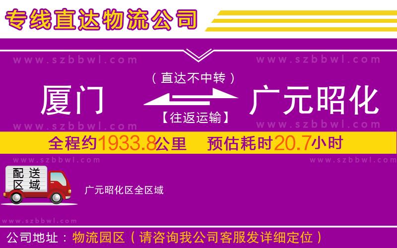 廈門到廣元昭化區(qū)物流專線
