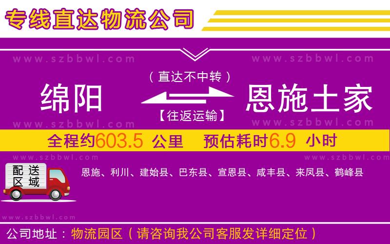 綿陽到恩施土家族苗族自治州物流公司