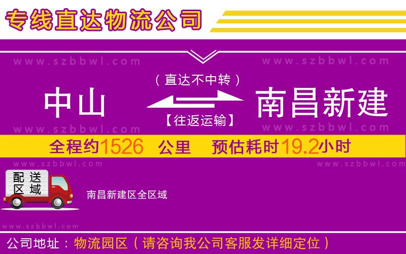 中山到南昌新建區(qū)物流公司