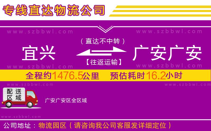 宜興到廣安廣安區(qū)物流專線