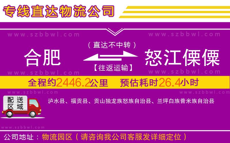 合肥到怒江傈僳族自治州物流公司