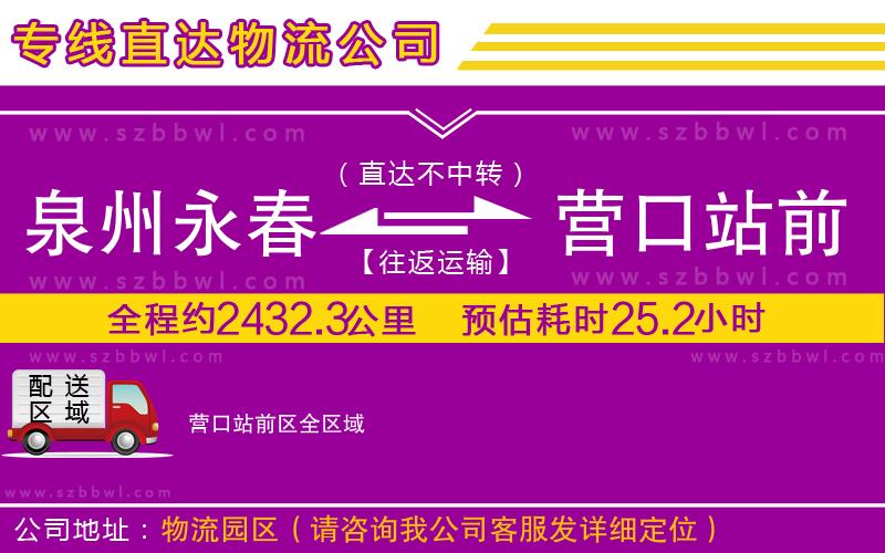 泉州永春到營(yíng)口站前區(qū)物流專線