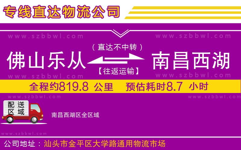 佛山樂從鎮(zhèn)到南昌西湖區(qū)物流專線