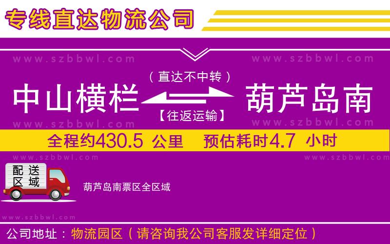 中山橫欄到葫蘆島南票區(qū)物流專線