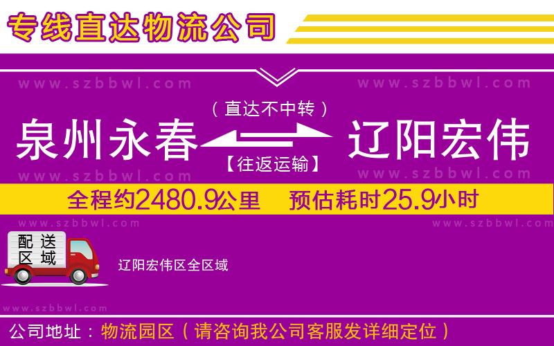 泉州永春到遼陽(yáng)宏偉區(qū)物流專線