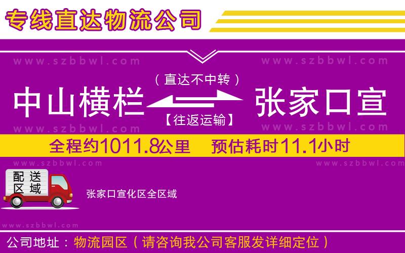 中山橫欄到張家口宣化區(qū)物流專線