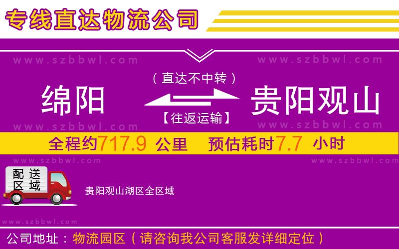 綿陽(yáng)到貴陽(yáng)觀山湖區(qū)物流公司