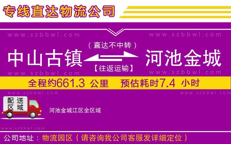 中山古鎮(zhèn)到河池金城江區(qū)物流公司