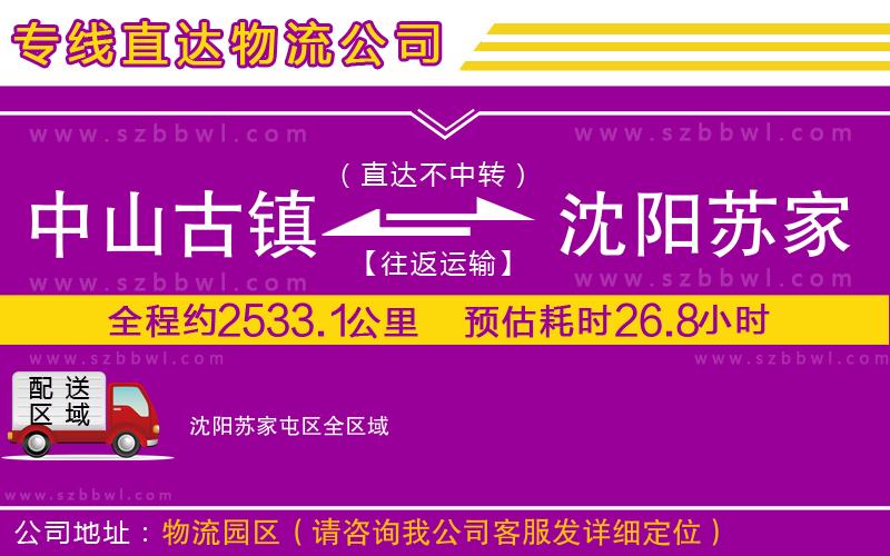 中山古鎮(zhèn)到沈陽蘇家屯區(qū)物流專線