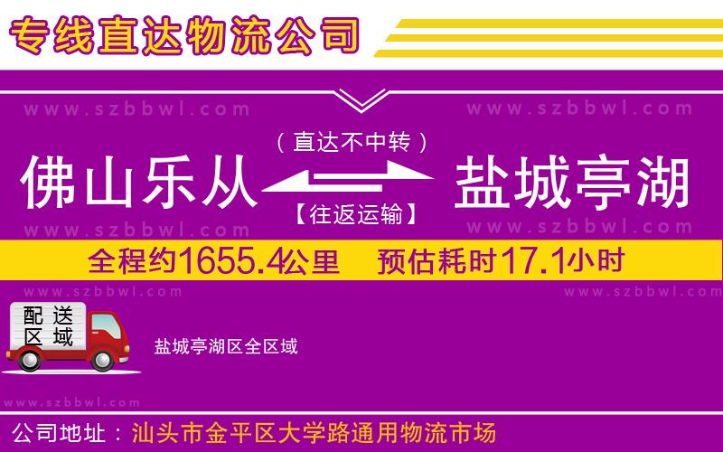 佛山樂從鎮(zhèn)到鹽城亭湖區(qū)物流專線