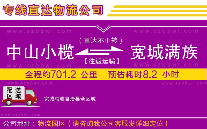 中山小欖到寬城滿族自治縣物流公司