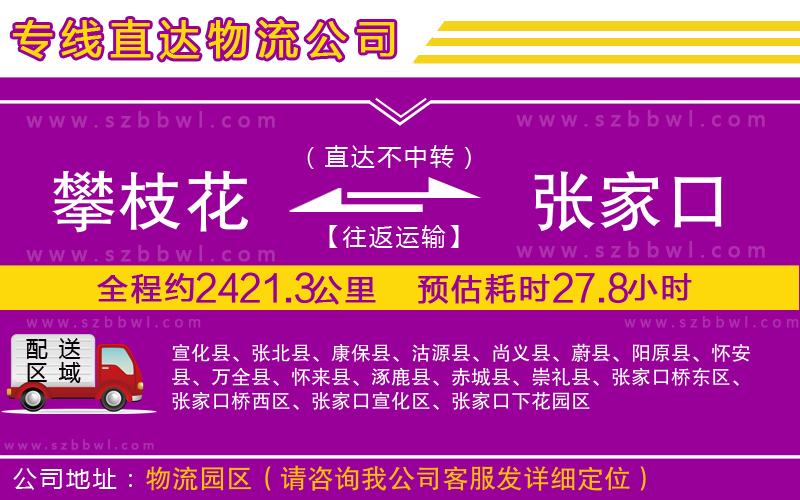 攀枝花到張家口物流專線