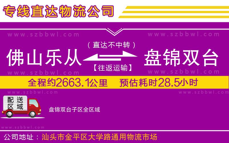 佛山樂(lè)從鎮(zhèn)到盤(pán)錦雙臺(tái)子區(qū)物流專(zhuān)線