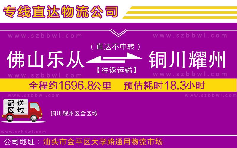 佛山樂(lè)從鎮(zhèn)到銅川耀州區(qū)物流專線