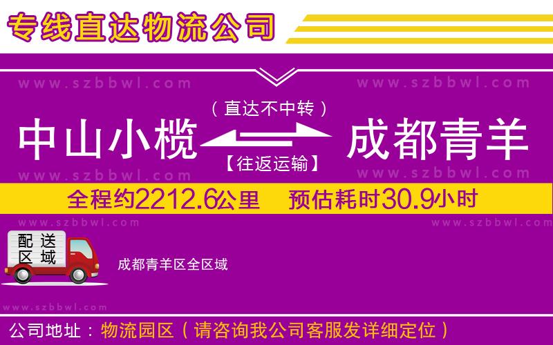 中山小欖到成都青羊區(qū)物流公司