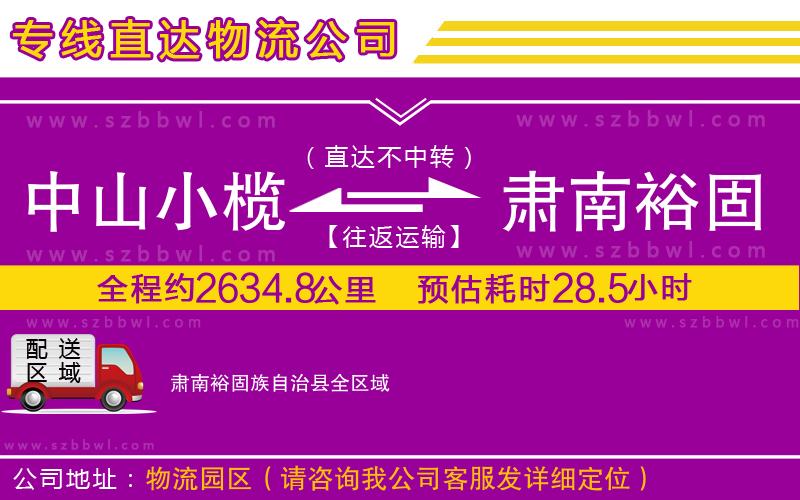 中山小欖到肅南裕固族自治縣物流公司