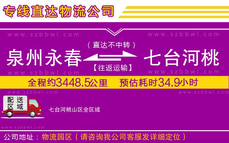 泉州永春到七臺(tái)河桃山區(qū)物流專(zhuān)線