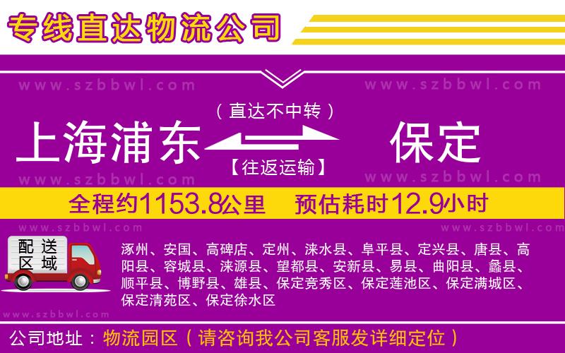 上海浦東區(qū)到保定物流公司