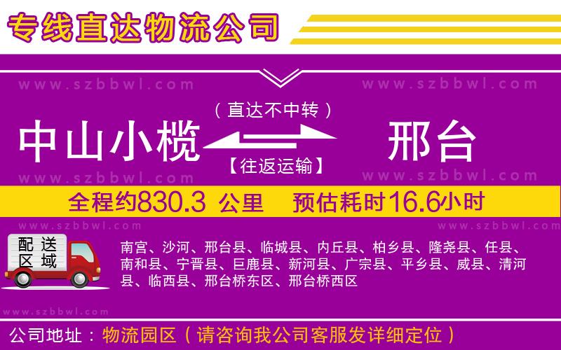 中山小欖到邢臺(tái)物流專線