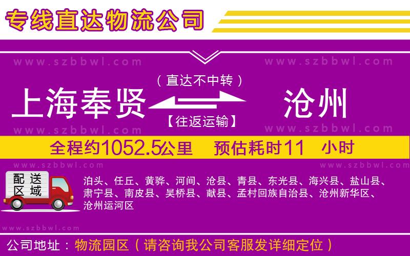 上海奉賢區(qū)到滄州物流公司