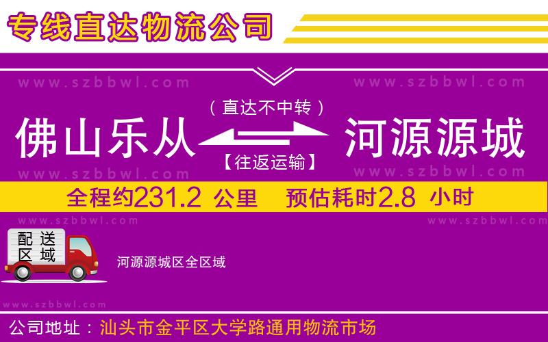 佛山樂從鎮(zhèn)到河源源城區(qū)物流公司