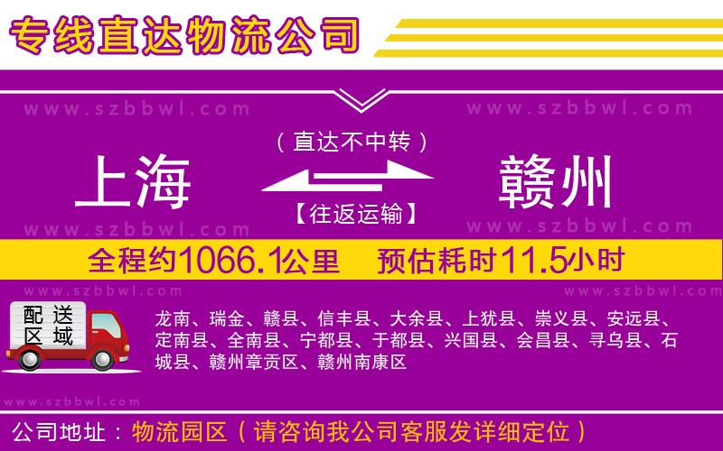 上海到贛州貨運專線