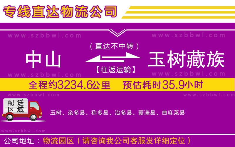 中山到玉樹藏族自治州貨運(yùn)專線