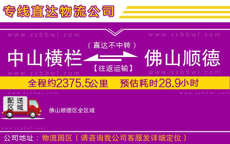 中山橫欄到佛山順德區(qū)物流專(zhuān)線(xiàn)