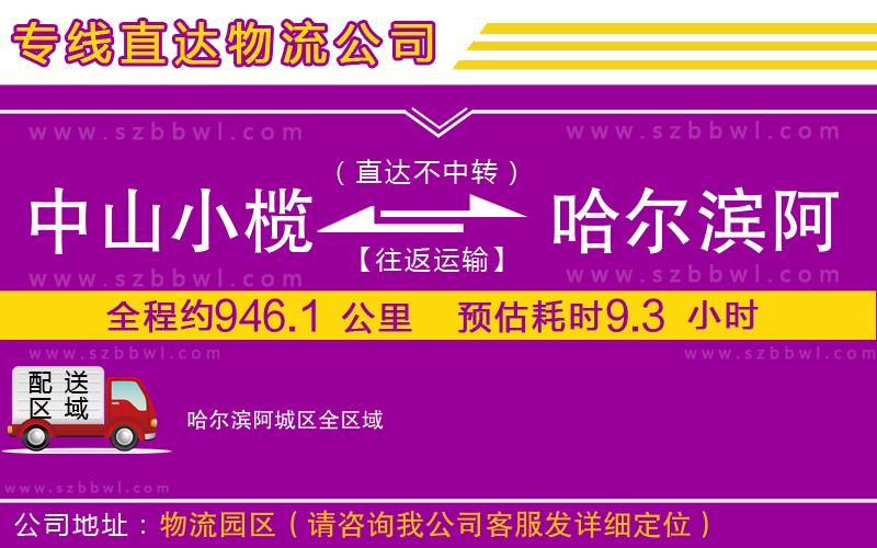 中山小欖到哈爾濱阿城區(qū)物流專線