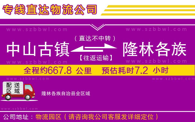 中山古鎮(zhèn)到隆林各族自治縣物流專線