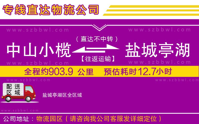 中山小欖到鹽城亭湖區(qū)物流專線