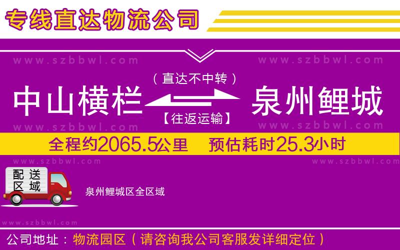 中山橫欄到泉州鯉城區(qū)物流專(zhuān)線