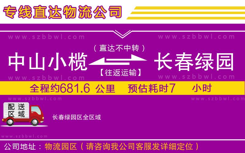 中山小欖到長(zhǎng)春綠園區(qū)物流專線