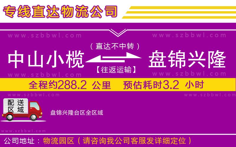 中山小欖到盤錦興隆臺區(qū)物流專線