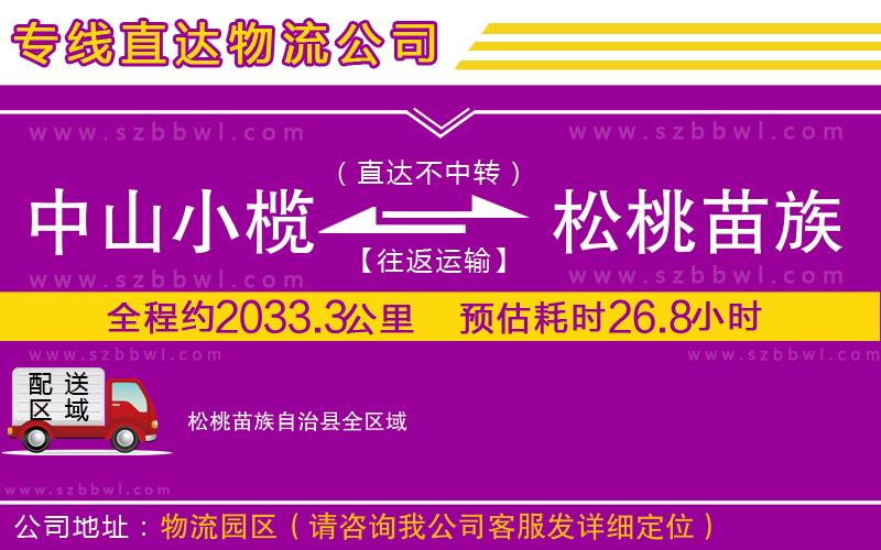 中山小欖到松桃苗族自治縣物流專線