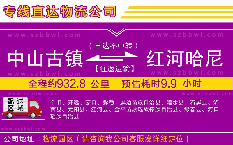 中山古鎮(zhèn)到紅河哈尼族彝族自治州物流專線
