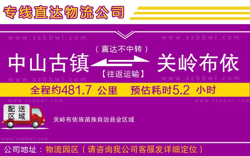 中山古鎮(zhèn)到關(guān)嶺布依族苗族自治縣物流專線