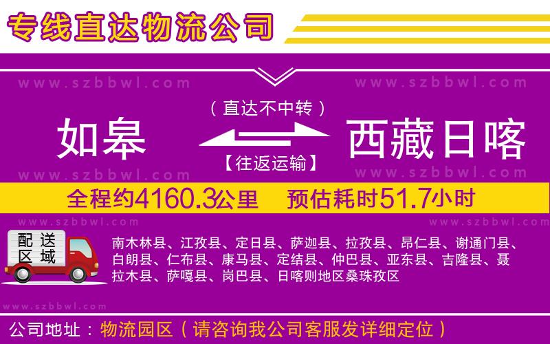 如皋到西藏日喀則地區(qū)物流專線